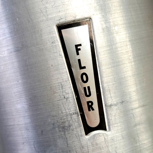 Mid-Century Modern brushed aluminum flour canister - Picture 2 of 10